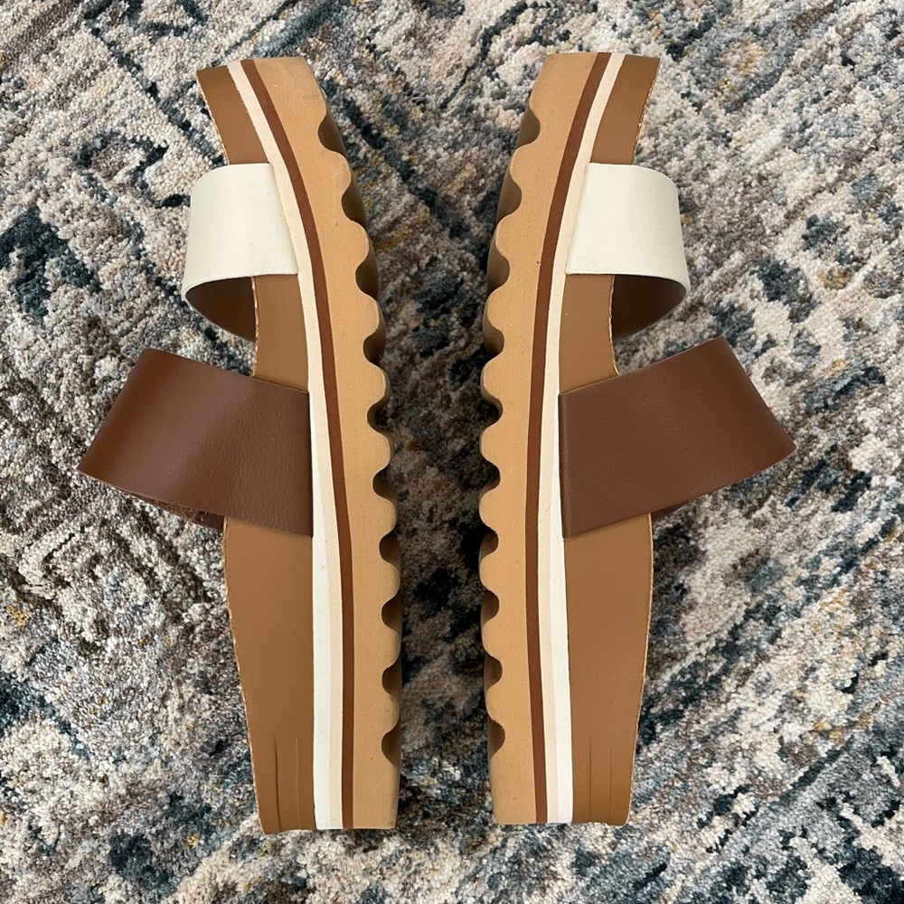 Reef Cushion Vista High Platform Sandals in Choc Duo Size 7 like new - Picture 3 of 9